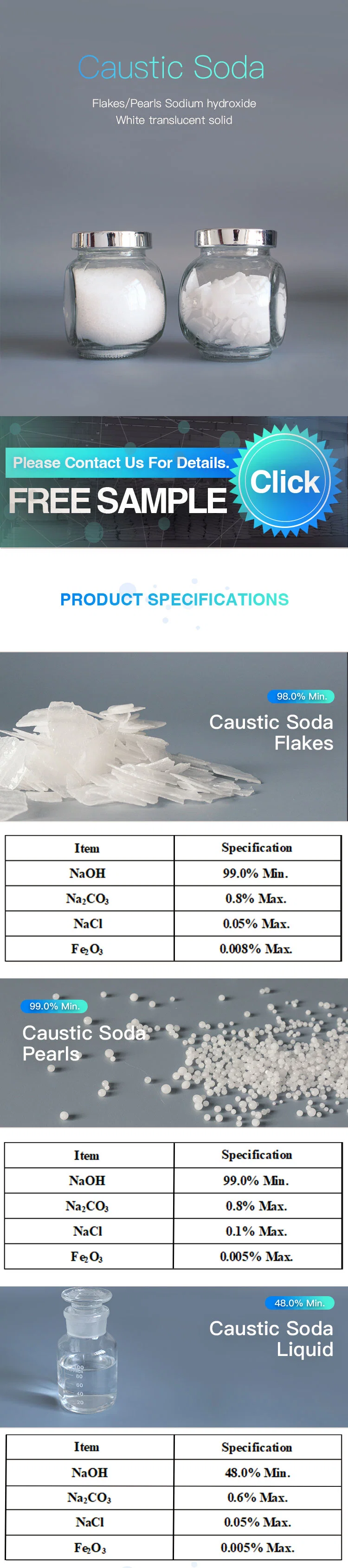 98% 99% Pearl Flake Manufacturing Plant Price Naoh Sodium Hydroxide Caustic Soda